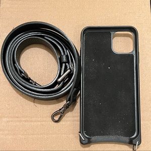 BANDOLIER - Black pebble leather w/ pewter hardware, iPhone 11 ProMax